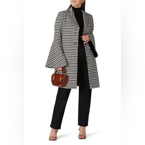 Derek Lam Houndstooth Brown Bell Sleeve Coat sz 48 / 12